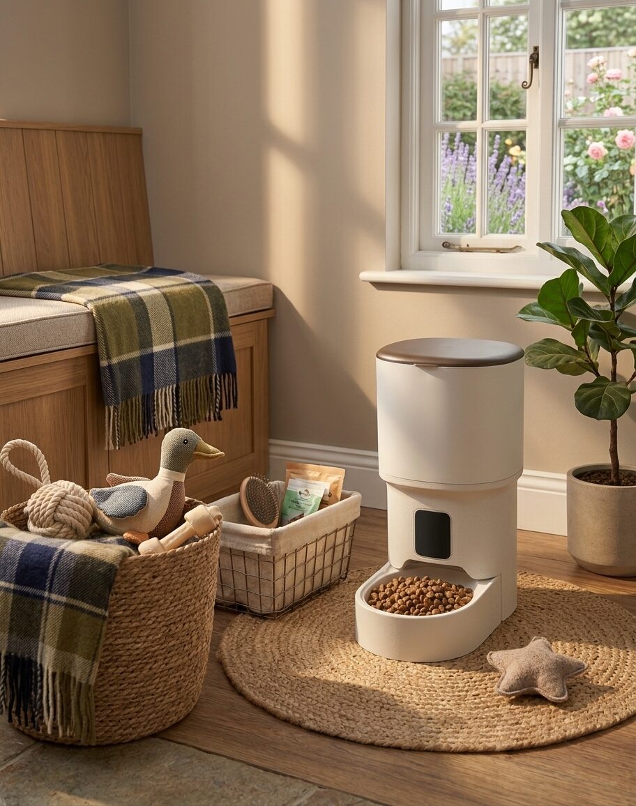 Lux feeder placed in a cozy room beside a window